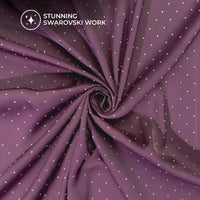 Plain Wine Purple Svarovski Work Imported Satin Fabric