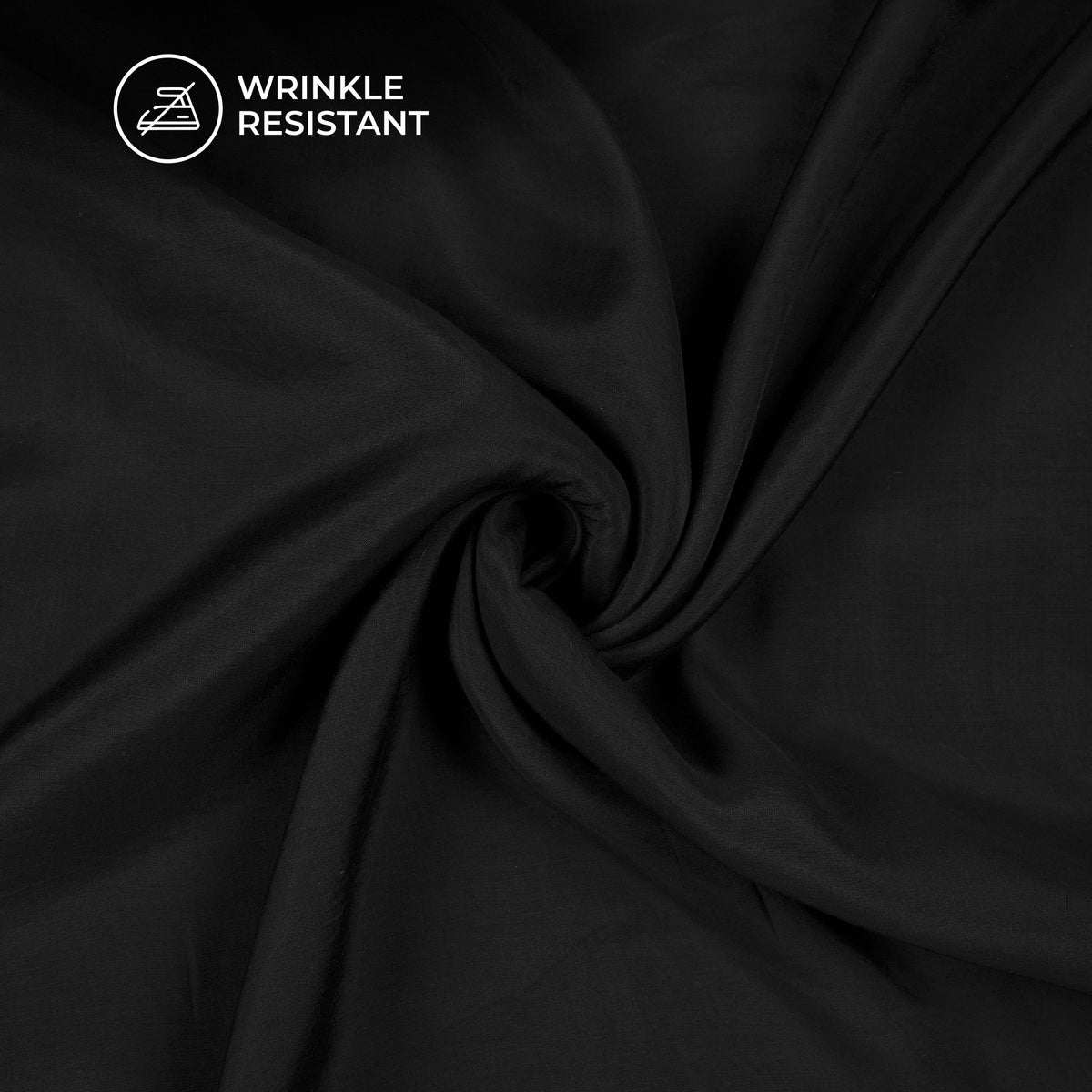 Ultra-Smooth Solid Black Mul Chanderi Fabric (Width 58 Inches)
