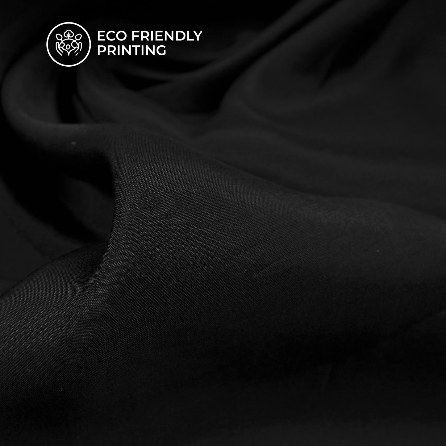 Ultra-Smooth Solid Black Mul Chanderi Fabric (Width 58 Inches)