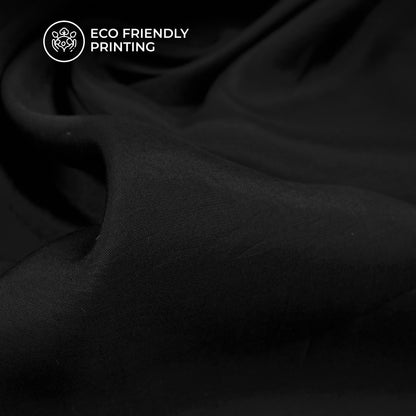 Ultra-Smooth Solid Black Mul Chanderi Fabric (Width 58 Inches)