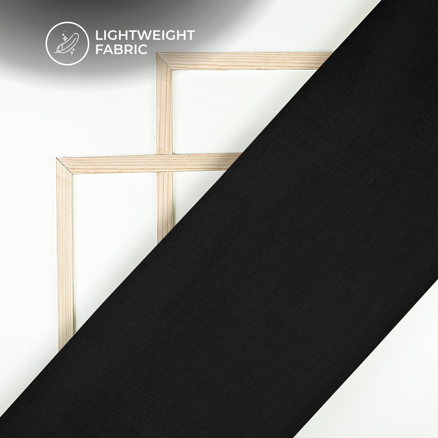 Ultra-Smooth Solid Black Mul Chanderi Fabric (Width 58 Inches)