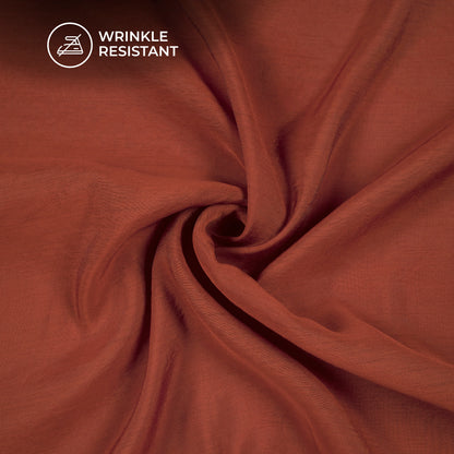 Ultra-Smooth Solid Burnt Orange Mul Chanderi Fabric (Width 58 Inches)
