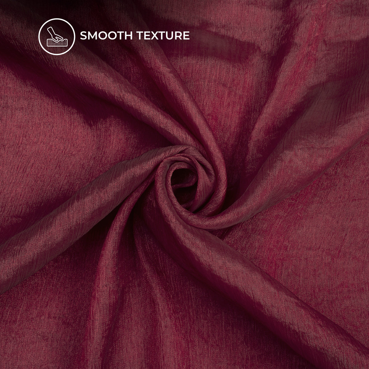 Luxurious Berry Red Crushed Metallic Soft Tissue Slub Fabric