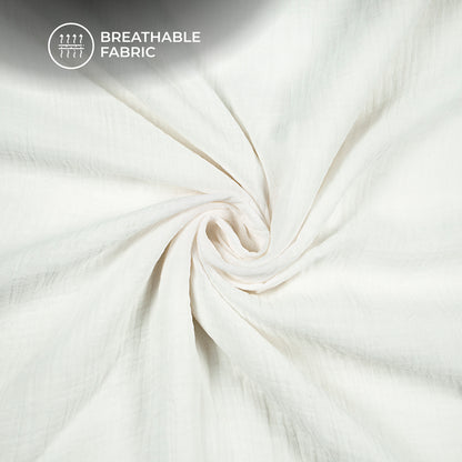 Plain White Soft Luxe Double Cloth Cheesy Cotton Fabric (Width 55 Inches)