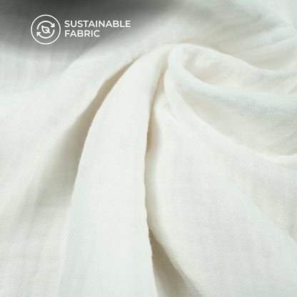 Plain White Soft Luxe Double Cloth Cheesy Cotton Fabric (Width 55 Inches)