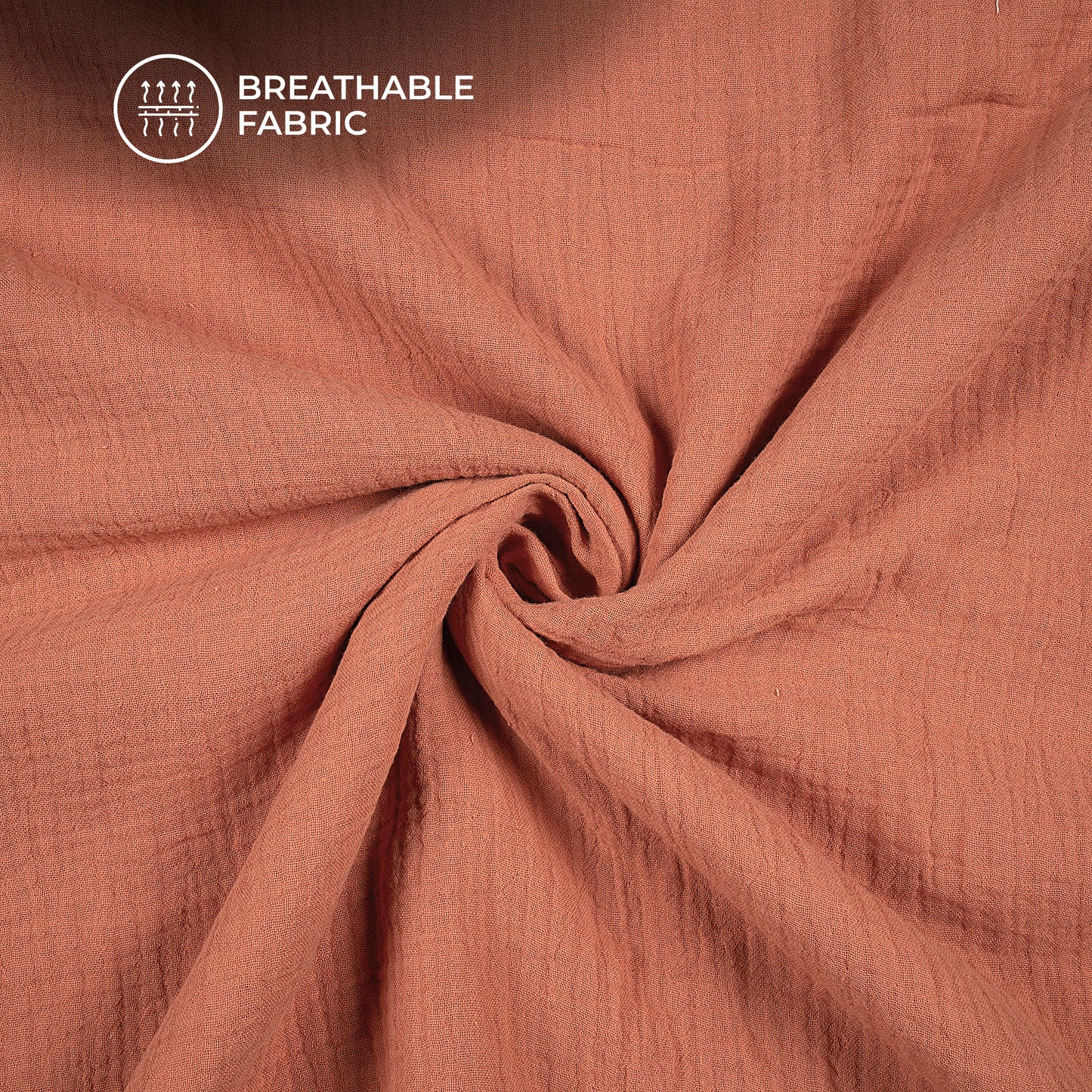 Plain Burnt Orange Soft Luxe Double Cloth Cheesy Cotton Fabric (Width 55 Inches)