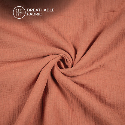 Plain Burnt Orange Soft Luxe Double Cloth Cheesy Cotton Fabric (Width 55 Inches)