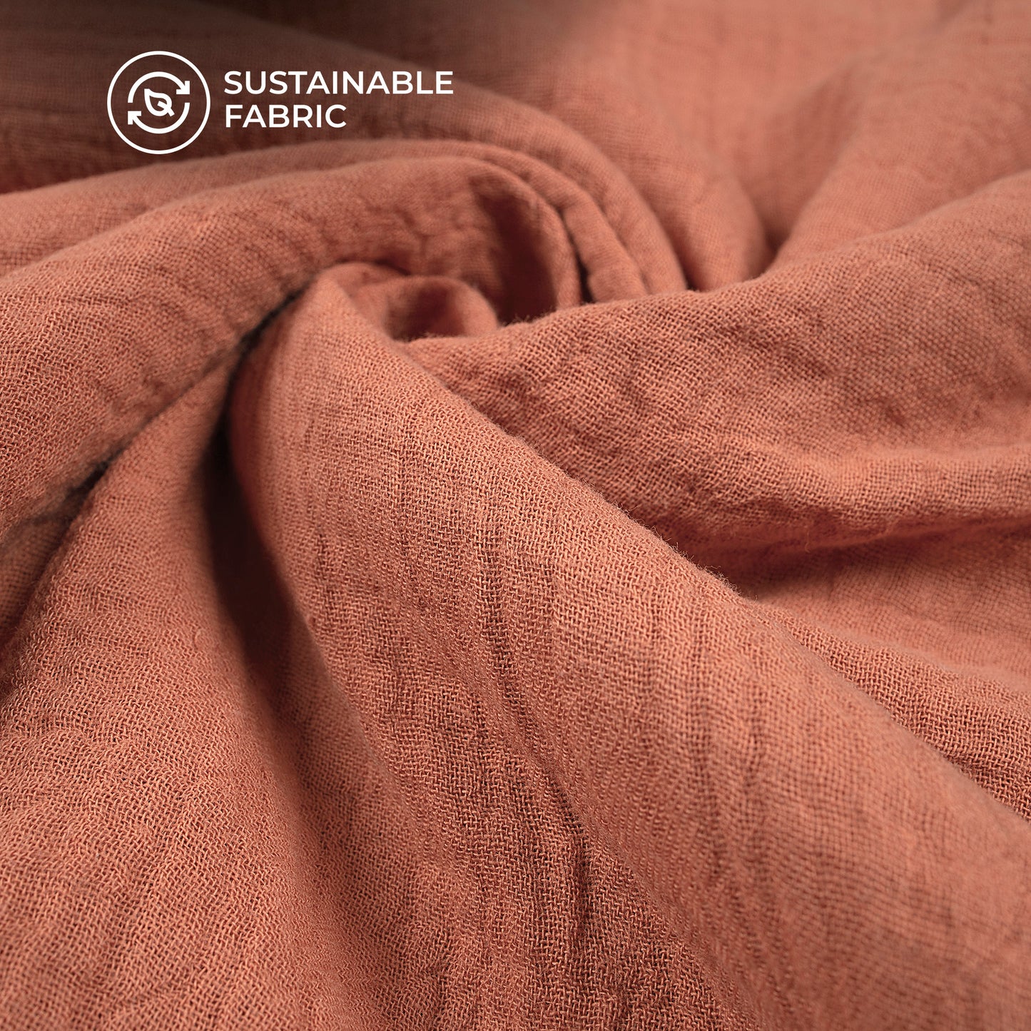 Plain Burnt Orange Soft Luxe Double Cloth Cheesy Cotton Fabric (Width 55 Inches)