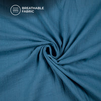 Plain Midnight Blue Soft Luxe Double Cloth Cheesy Cotton Fabric (Width 55 Inches)