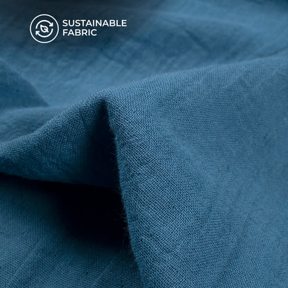 Plain Midnight Blue Soft Luxe Double Cloth Cheesy Cotton Fabric (Width 55 Inches)