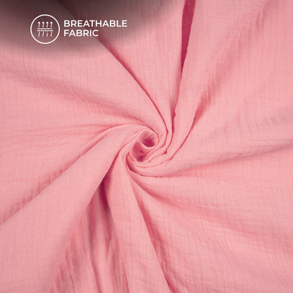 Plain Rose Pink Soft Luxe Double Cloth Cheesy Cotton Fabric (Width 55 Inches)