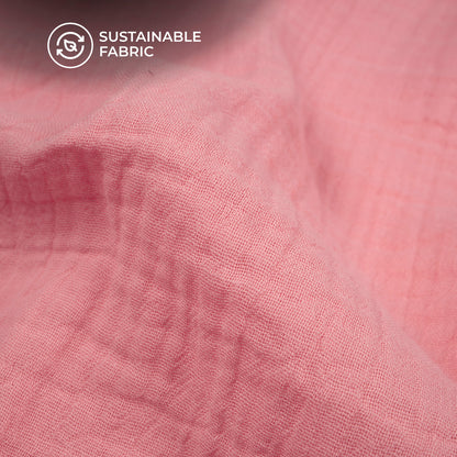 Plain Rose Pink Soft Luxe Double Cloth Cheesy Cotton Fabric (Width 55 Inches)
