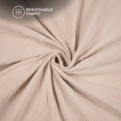 Plain Beige Soft Luxe Double Cloth Cheesy Cotton Fabric (Width 55 Inches)