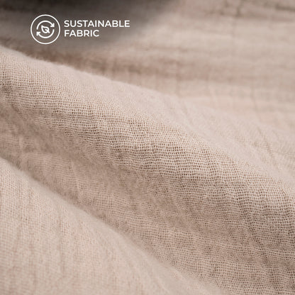 Plain Beige Soft Luxe Double Cloth Cheesy Cotton Fabric (Width 55 Inches)