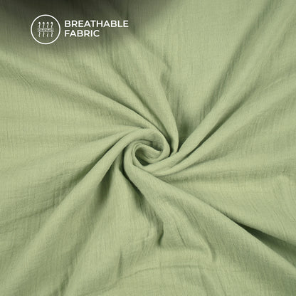 Plain Olive Green Soft Luxe Double Cloth Cheesy Cotton Fabric (Width 55 Inches)