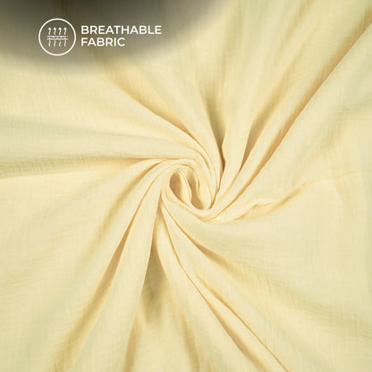 Plain Banana Yellow Soft Luxe Double Cloth Cheesy Cotton Fabric (Width 55 Inches)