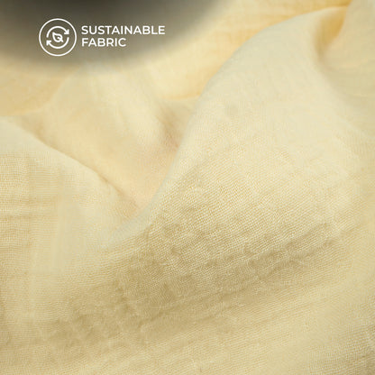 Plain Banana Yellow Soft Luxe Double Cloth Cheesy Cotton Fabric (Width 55 Inches)