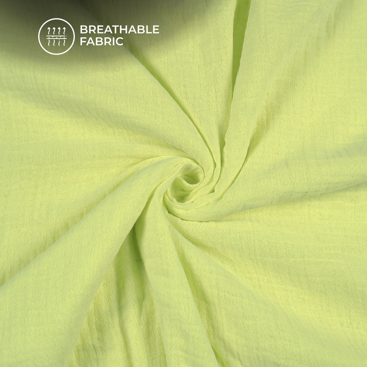 Plain Lime Green Soft Luxe Double Cloth Cheesy Cotton Fabric (Width 55 Inches)