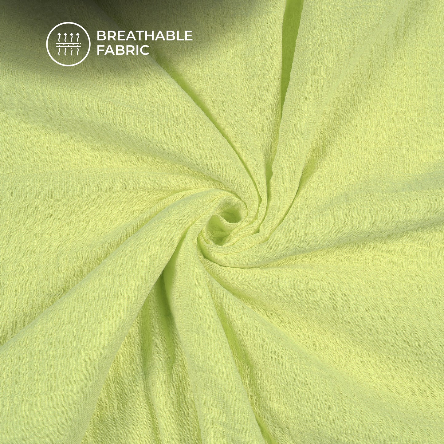 Plain Lime Green Soft Luxe Double Cloth Cheesy Cotton Fabric (Width 55 Inches)