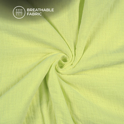 Plain Lime Green Soft Luxe Double Cloth Cheesy Cotton Fabric (Width 55 Inches)