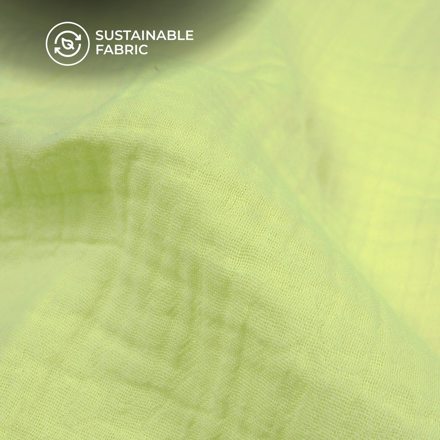 Plain Lime Green Soft Luxe Double Cloth Cheesy Cotton Fabric (Width 55 Inches)