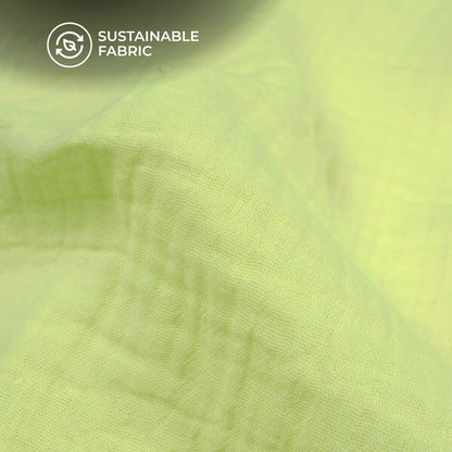 Plain Lime Green Soft Luxe Double Cloth Cheesy Cotton Fabric (Width 55 Inches)