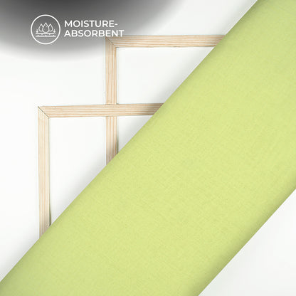 Plain Lime Green Soft Luxe Double Cloth Cheesy Cotton Fabric (Width 55 Inches)