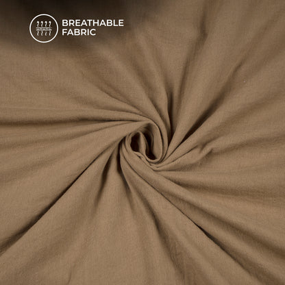 Plain Saddle Brown Soft Luxe Double Cloth Cheesy Cotton Fabric (Width 55 Inches)