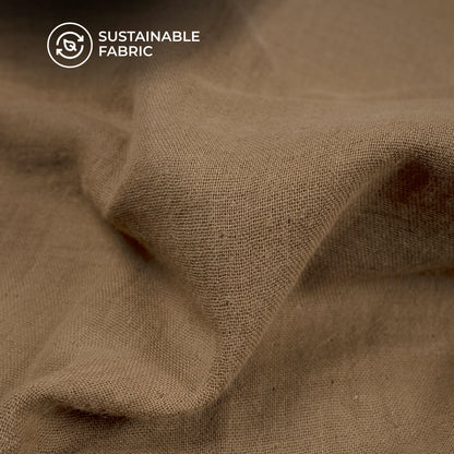 Plain Saddle Brown Soft Luxe Double Cloth Cheesy Cotton Fabric (Width 55 Inches)