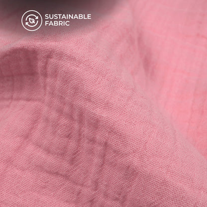 Plain Flamingo Pink Soft Luxe Double Cloth Cheesy Cotton Fabric (Width 55 Inches)