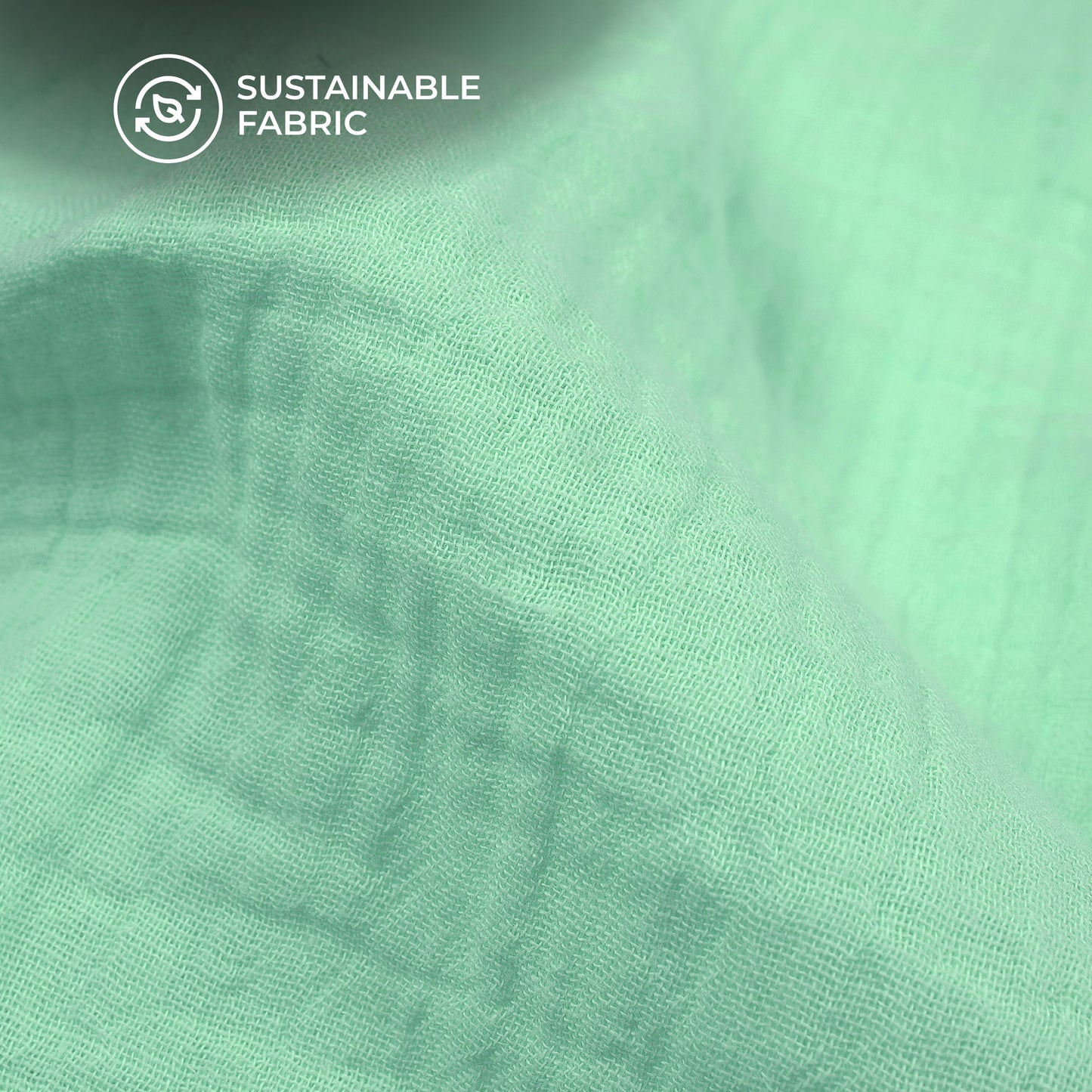 Plain Celadon Green Soft Luxe Double Cloth Cheesy Cotton Fabric (Width 55 Inches)