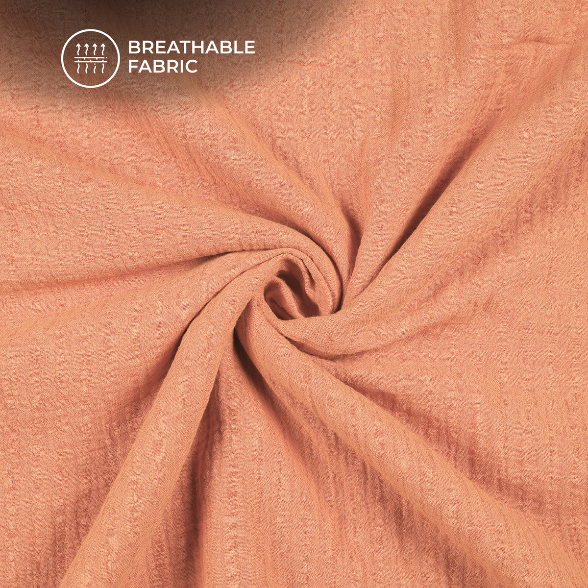 Plain Pinkish Orange Soft Luxe Double Cloth Cheesy Cotton Fabric (Width 55 Inches)
