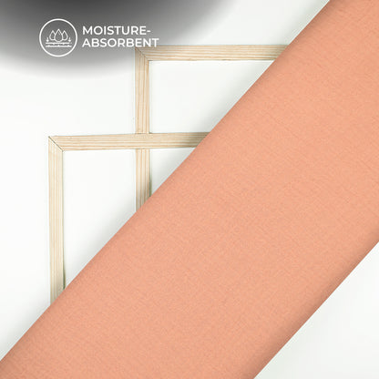Plain Pinkish Orange Soft Luxe Double Cloth Cheesy Cotton Fabric (Width 55 Inches)