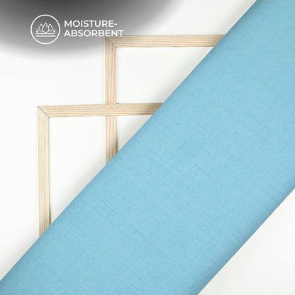 Plain Baby Blue Soft Luxe Double Cloth Cheesy Cotton Fabric (Width 55 Inches)