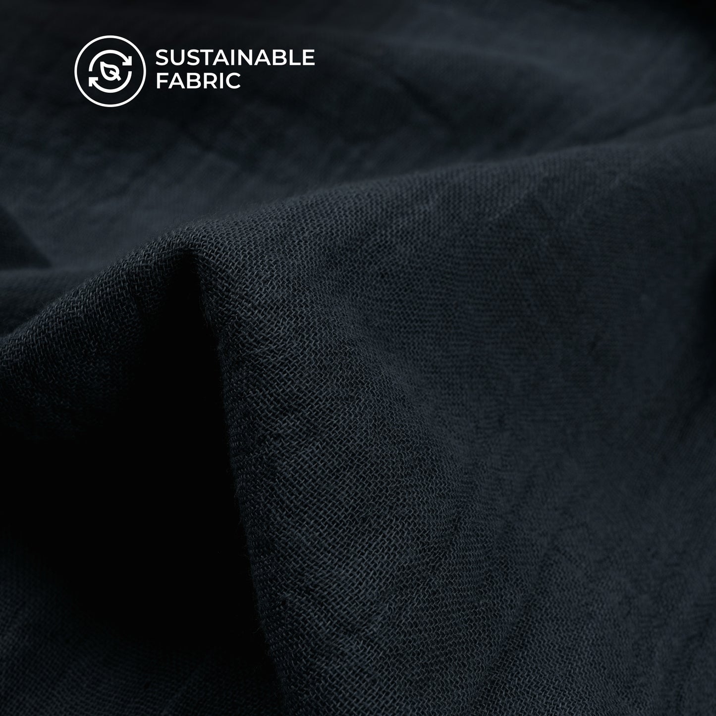 Plain Black Soft Luxe Double Cloth Cheesy Cotton Fabric (Width 55 Inches)