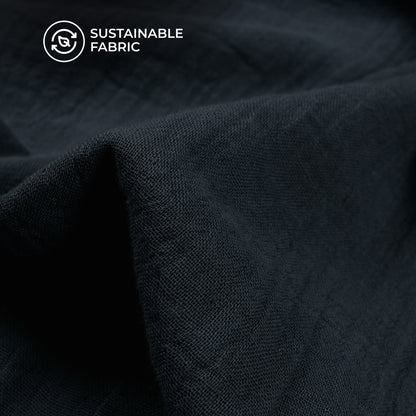 Plain Black Soft Luxe Double Cloth Cheesy Cotton Fabric (Width 55 Inches)