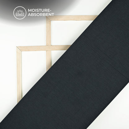 Plain Black Soft Luxe Double Cloth Cheesy Cotton Fabric (Width 55 Inches)