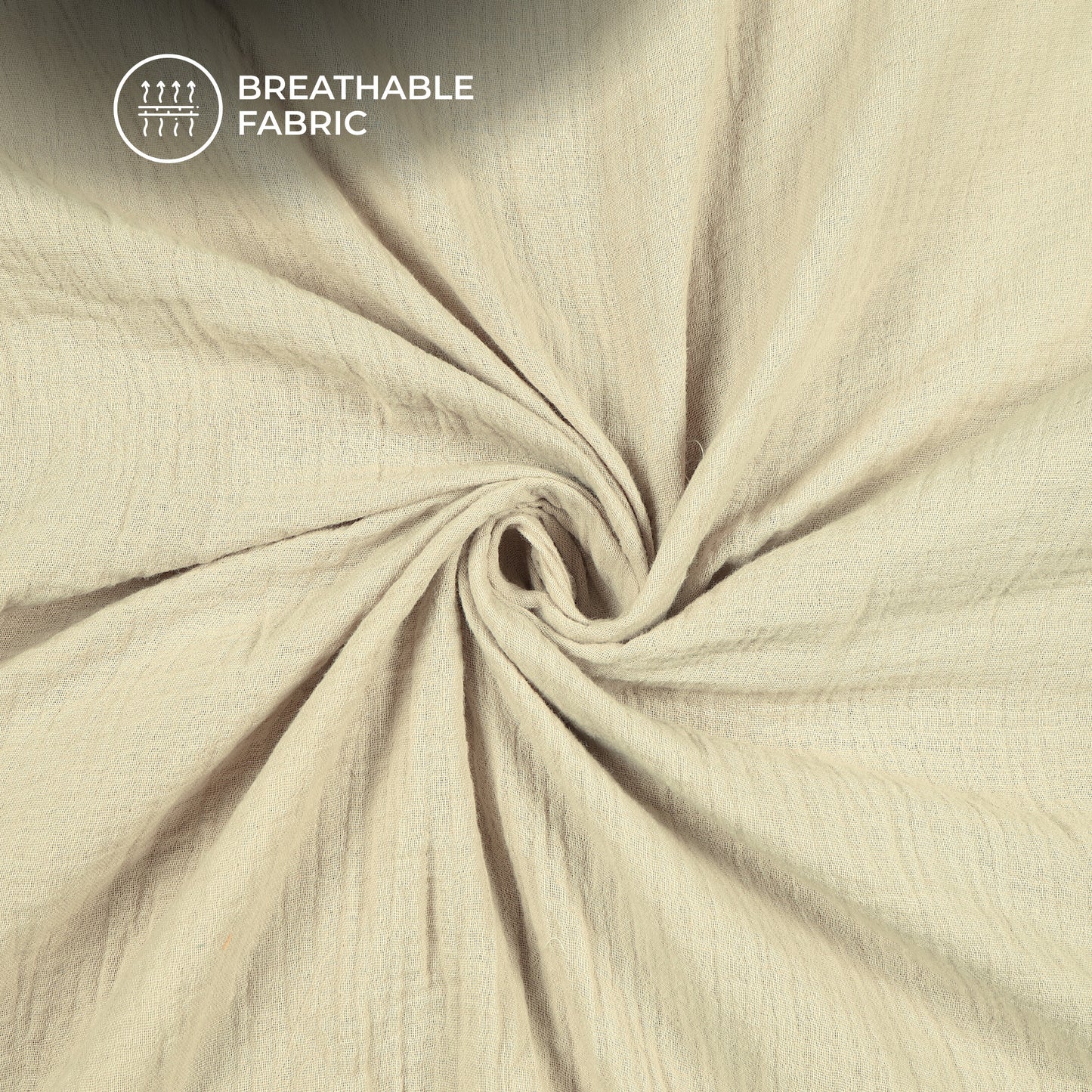 Plain Light Beige Soft Luxe Double Cloth Cheesy Cotton Fabric (Width 55 Inches)