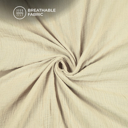 Plain Light Beige Soft Luxe Double Cloth Cheesy Cotton Fabric (Width 55 Inches)