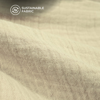 Plain Light Beige Soft Luxe Double Cloth Cheesy Cotton Fabric (Width 55 Inches)