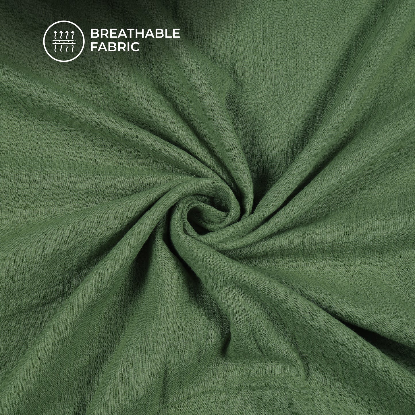 Plain Basil Green Soft Luxe Double Cloth Cheesy Cotton Fabric (Width 55 Inches)