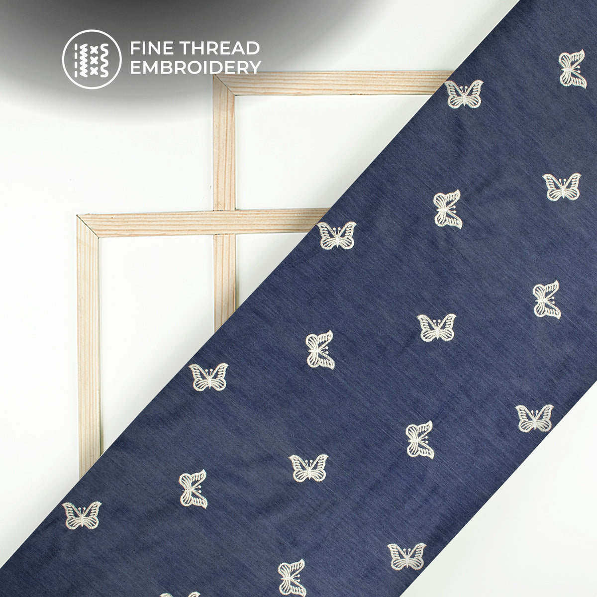 Exclusive Butterfly Embroidery Work Denim Fabric