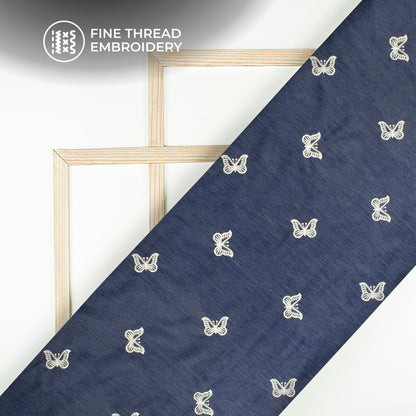 Exclusive Butterfly Embroidery Work Denim Fabric