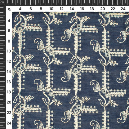 Exclusive Paisley Embroidery Work Denim Fabric