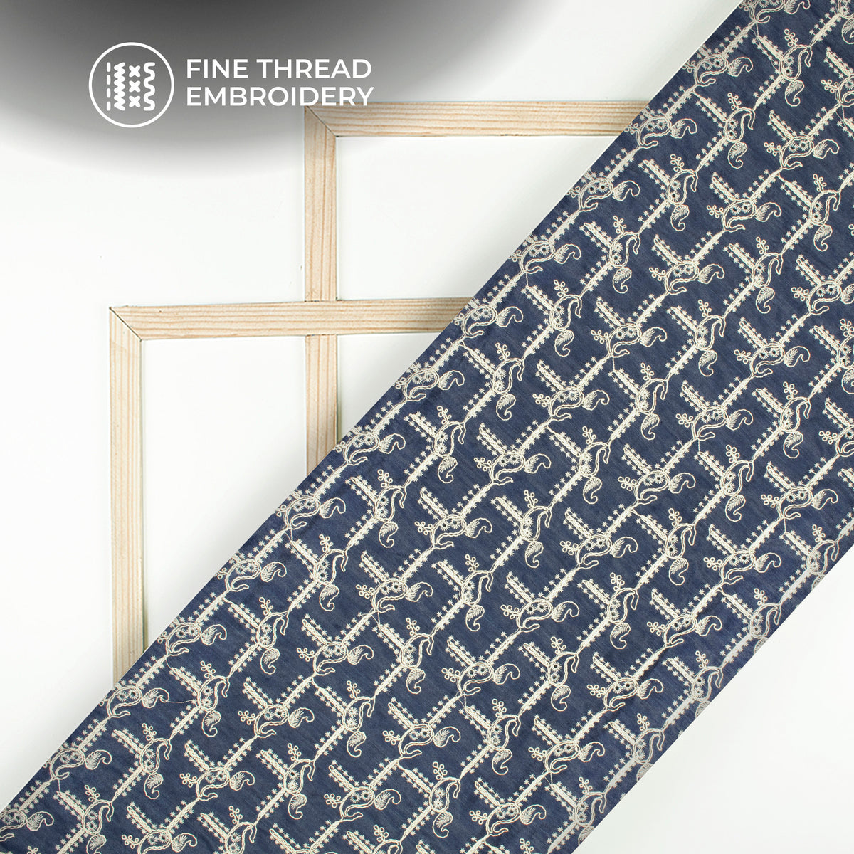 Exclusive Paisley Embroidery Work Denim Fabric