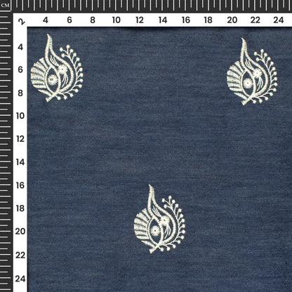 Exclusive Floral Embroidery Work Denim Fabric
