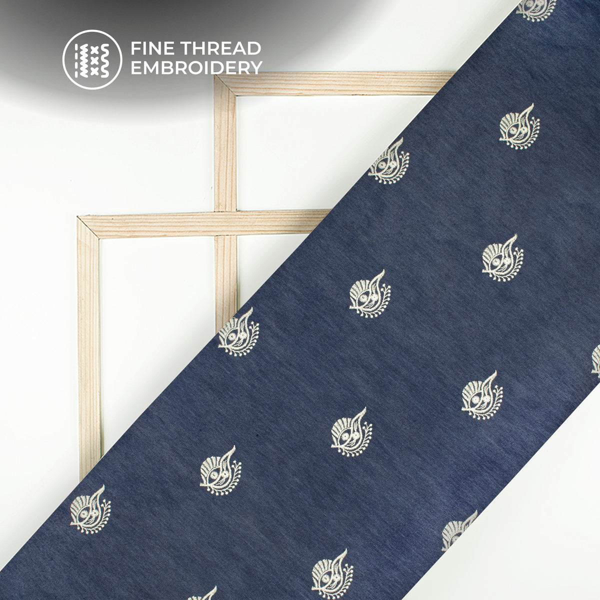 Exclusive Floral Embroidery Work Denim Fabric