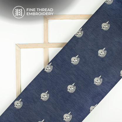 Exclusive Floral Embroidery Work Denim Fabric