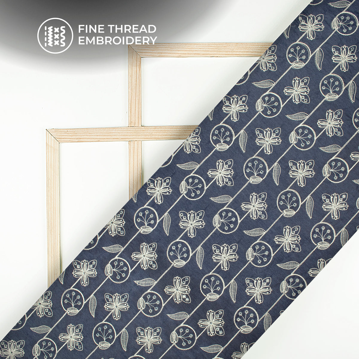 Exclusive Floral Embroidery Work Denim Fabric