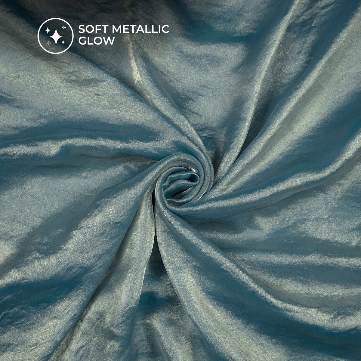 Exclusive Stone Blue Plain Shimmer Tissue Fabric